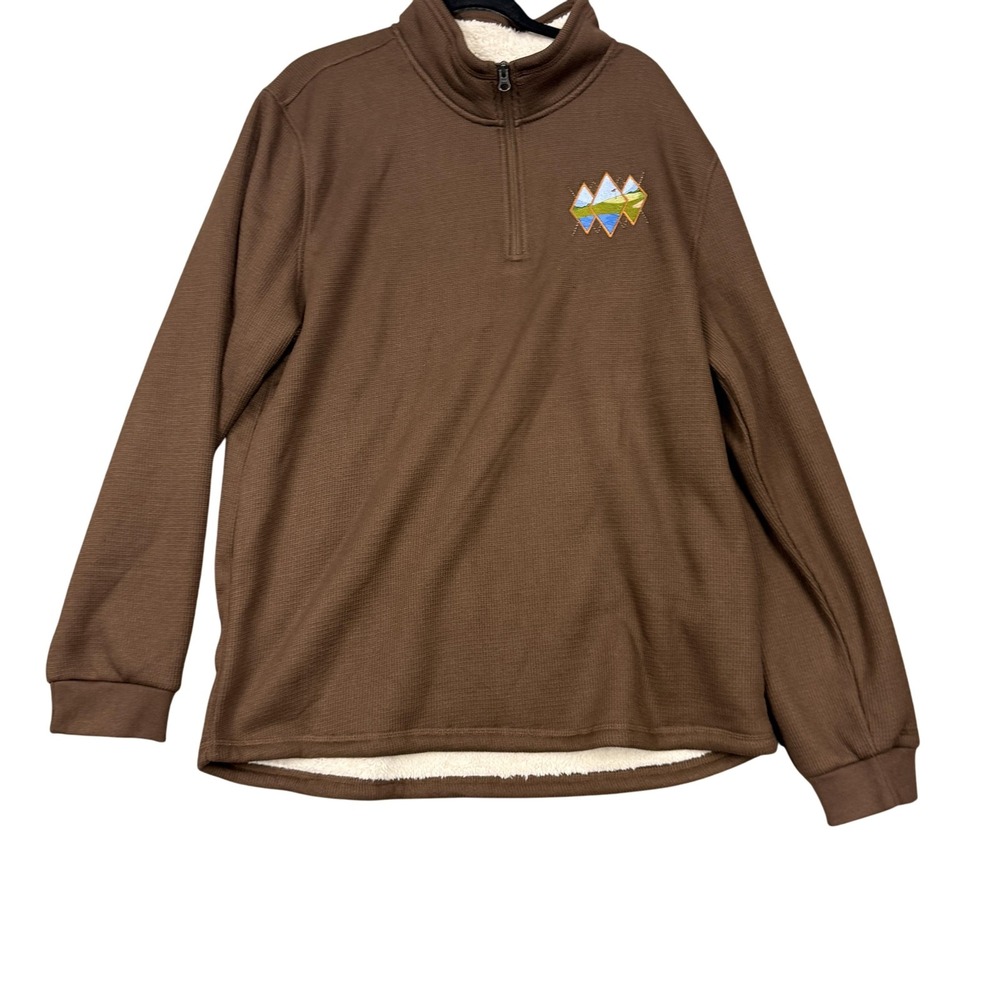 BC Clothing Heritage Pullover Mens XL Waffle Sherpa Quarter‎ Zip Mock Neck